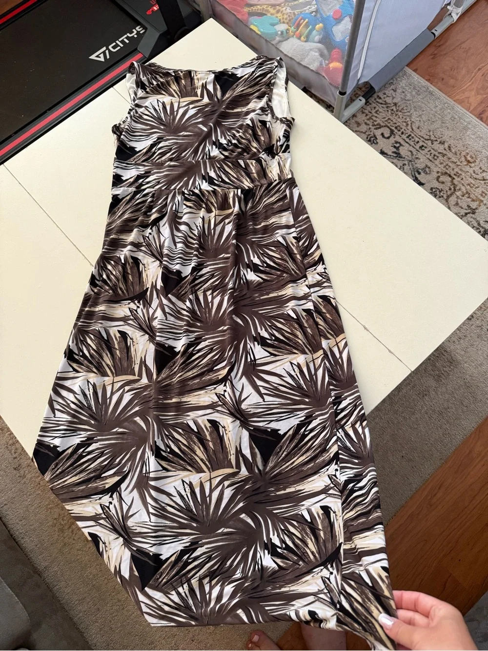 Northern Reflections Tropical Palm Maxi Sleeveless Dress Earthy Boho Vacation - Picture 5 of 6